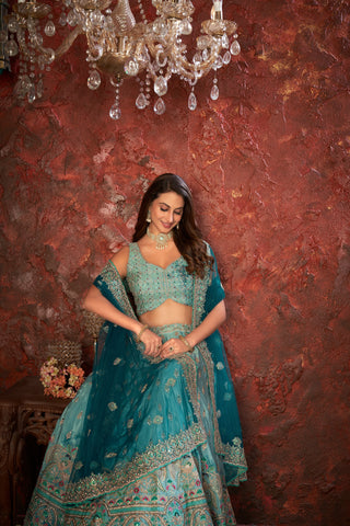 Sky Blue Embroidered Girlish Lehenga Choli Set ClothsVilla