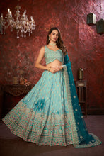 Load image into Gallery viewer, Sky Blue Embroidered Girlish Lehenga Choli Set ClothsVilla