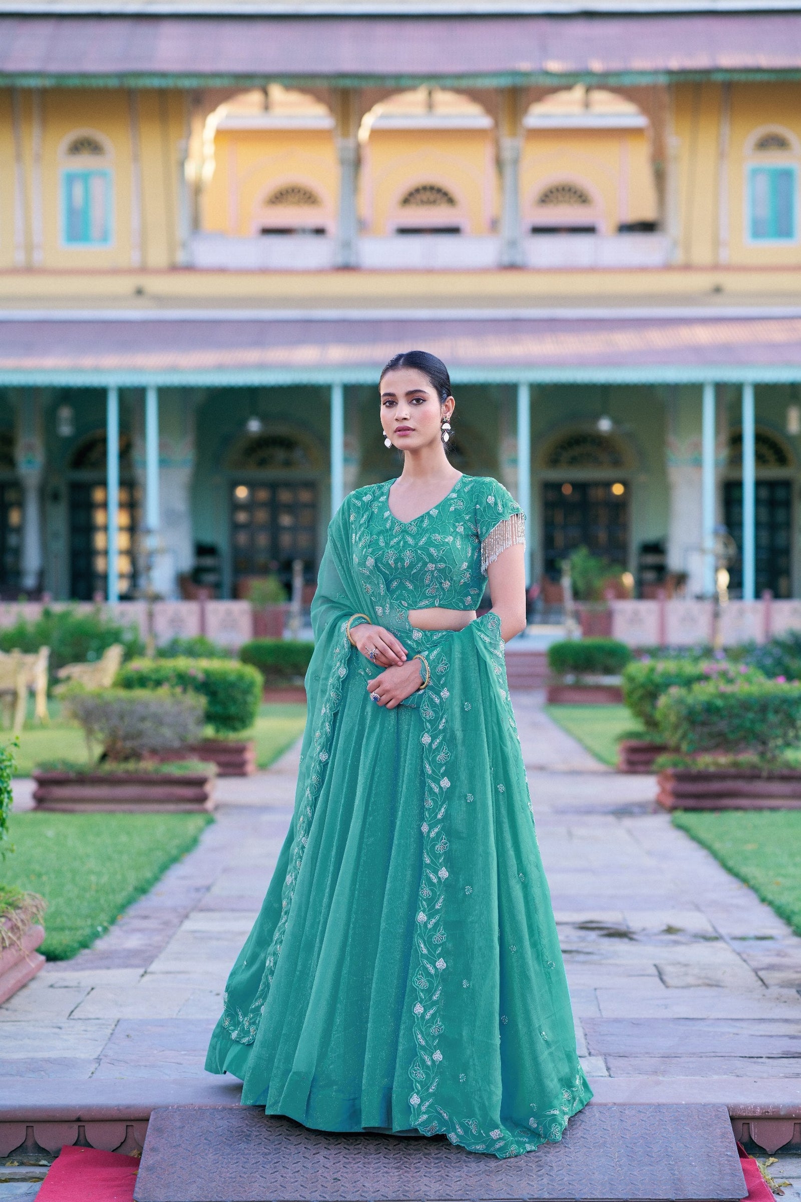 Sky Blue Embroidered Lehenga Choli ClothsVilla