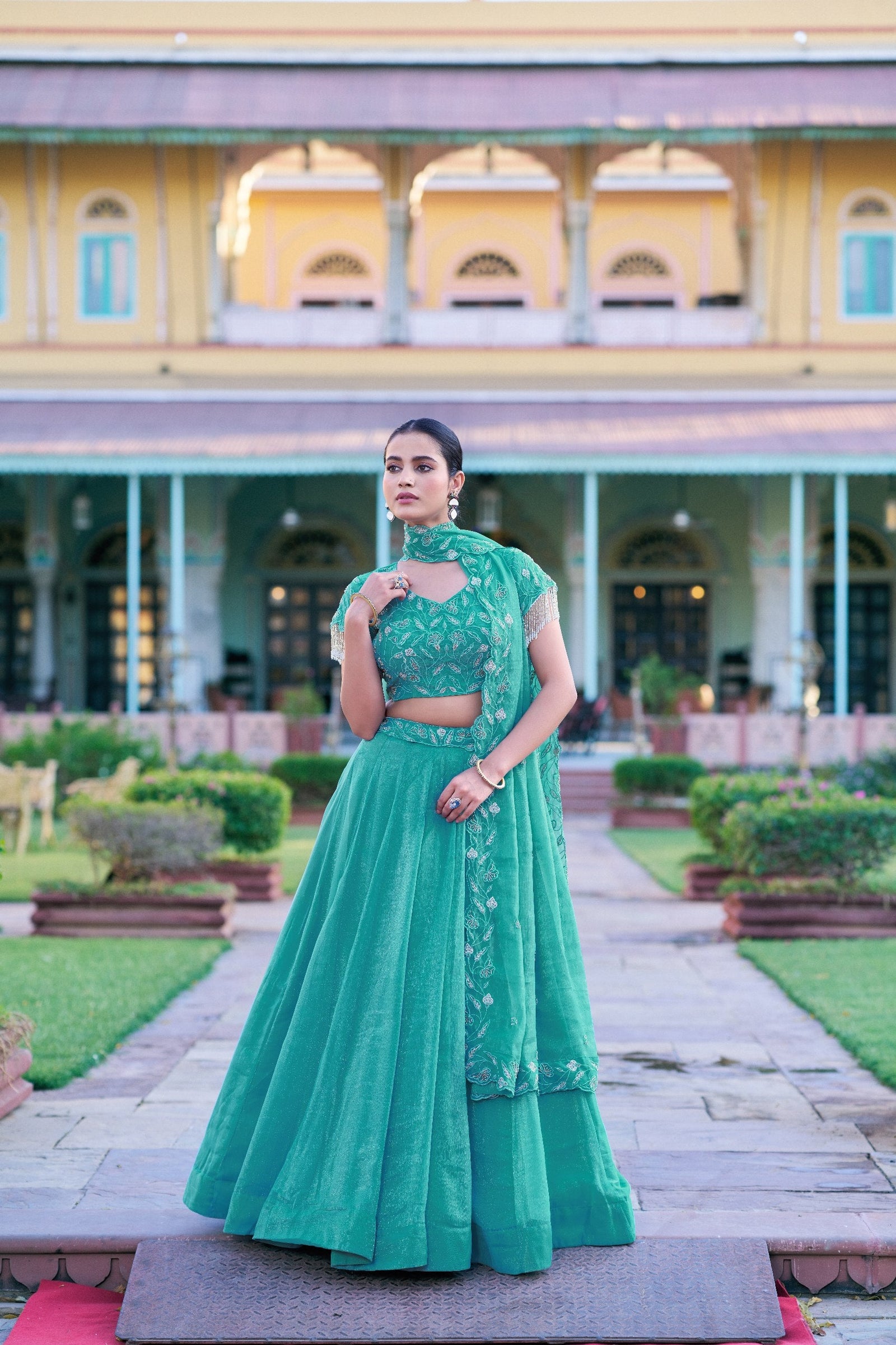 Sky Blue Embroidered Lehenga Choli ClothsVilla