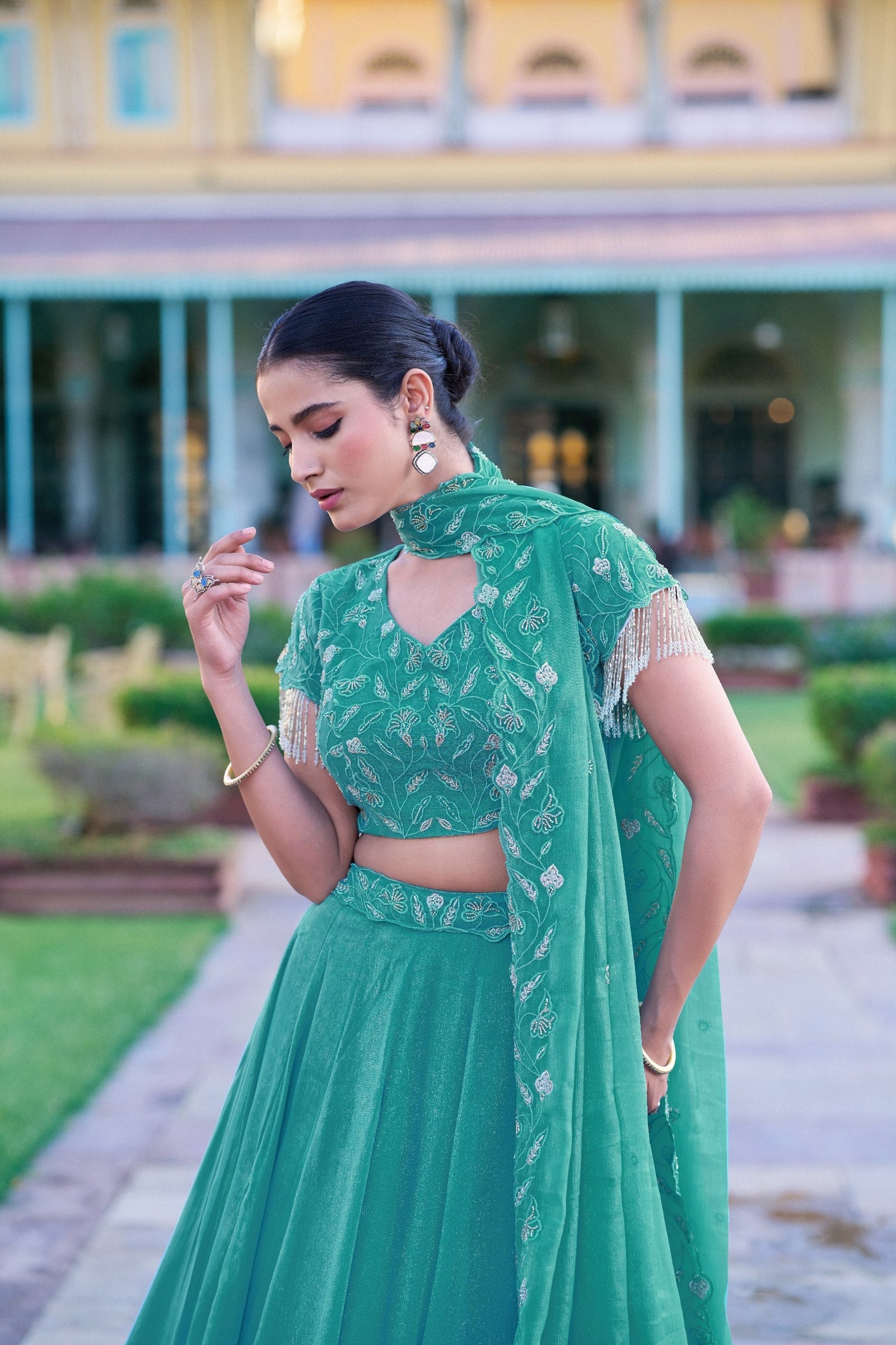 Sky Blue Embroidered Lehenga Choli ClothsVilla