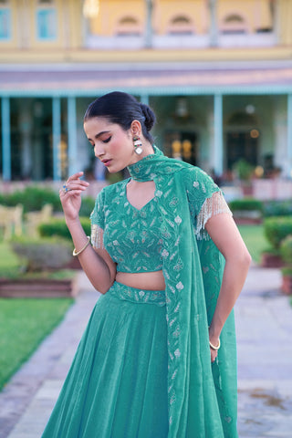 Sky Blue Embroidered Lehenga Choli ClothsVilla