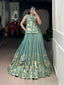 Sky Blue Embroidered Lehenga with Overlay Top ClothsVilla