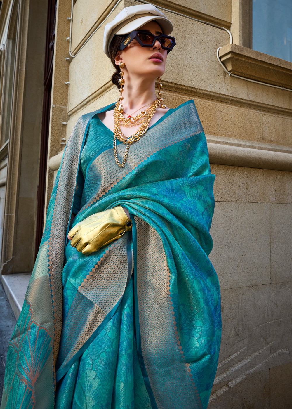 Sky Blue Ethereal Organza Silk Saree – Graceful & Glamorous Drape ClothsVilla