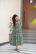 Load image into Gallery viewer, Dusty Blue  Faux Georgette Printed Gown with Fancy Neck Ethnic Wear ClothsVilla