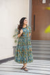 Load image into Gallery viewer, Dusty Blue  Faux Georgette Printed Gown with Fancy Neck Ethnic Wear ClothsVilla
