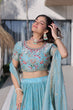 Load image into Gallery viewer, Sky Blue Fendi Silk Lehenga Choli ClothsVilla