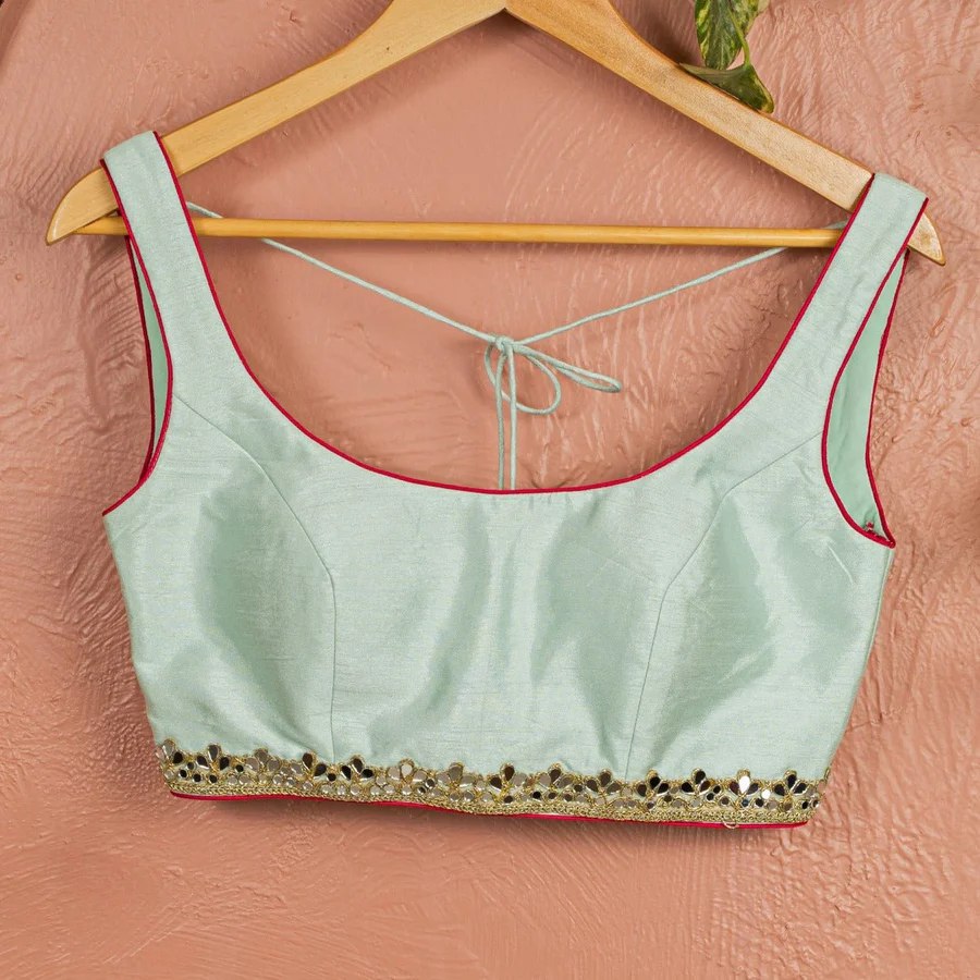 Sky Blue Floral Digital Printed Georgette Lehenga with Foil & Sequins, Art Silk Un-Stitched Blouse with Mirror Work, and Butterfly Net Dupatta – Semi-Stitched Ethnic Set ClothsVilla