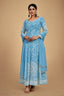 Sky Blue Georgette Dori & Sequins Embroidered Gown Set with Pant & Tassel Dupatta ClothsVilla