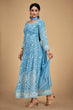 Load image into Gallery viewer, Sky Blue Georgette Dori &amp; Sequins Embroidered Gown Set with Pant &amp; Tassel Dupatta ClothsVilla