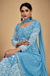 Load image into Gallery viewer, Sky Blue Georgette Dori &amp; Sequins Embroidered Gown Set with Pant &amp; Tassel Dupatta ClothsVilla