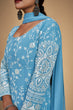Load image into Gallery viewer, Sky Blue Georgette Dori &amp; Sequins Embroidered Gown Set with Pant &amp; Tassel Dupatta ClothsVilla