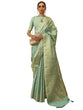 Load image into Gallery viewer, Sky Blue Graceful Banarasi Silk Blend Saree with Unstitched Blouse Piece ClothsVilla