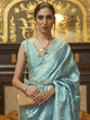 Load image into Gallery viewer, Sky Blue Graceful Banarasi Silk Blend Saree with Unstitched Blouse Piece ClothsVilla
