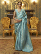 Load image into Gallery viewer, Sky Blue Graceful Banarasi Silk Blend Saree with Unstitched Blouse Piece ClothsVilla
