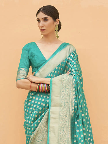 Sky Blue Graceful Georgette Saree with Unstitched Blouse Piece ClothsVilla