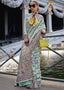 Sky Blue Graceful Organza Silk Parsi Handloom Weaving Saree with Blouse Piece ClothsVilla