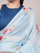 Load image into Gallery viewer, Sky Blue Graceful Weightless Marble Saree with Floral Print &amp; Pearl Lace Border – Includes Banglory Blouse Piece ClothsVilla
