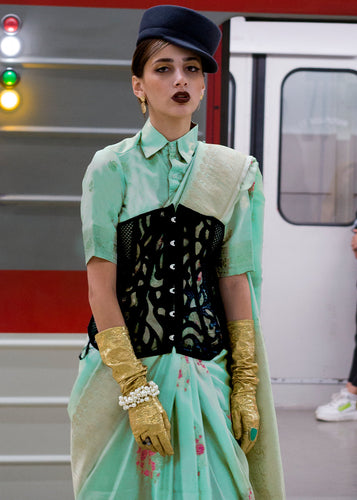 Sky Blue Katan Handloom Silk Saree with Blouse Piece ClothsVilla