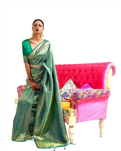 Sky Blue Luxurious Silk Jacquard Saree with Blouse Piece – Perfect for Festivals ClothsVilla