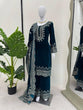 Load image into Gallery viewer, Sky Blue Luxurious Viscose Velvet Plazo Set with Embroidered Dupatta Clothsvilla
