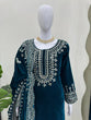 Load image into Gallery viewer, Sky Blue Luxurious Viscose Velvet Plazo Set with Embroidered Dupatta Clothsvilla