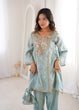 Load image into Gallery viewer, Sky Blue Mirror Work Kurti Pant Set &amp; Batwa ClothsVilla