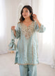 Load image into Gallery viewer, Sky Blue Mirror Work Kurti Pant Set &amp; Batwa ClothsVilla