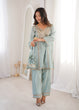 Load image into Gallery viewer, Sky Blue Mirror Work Kurti Pant Set &amp; Batwa ClothsVilla
