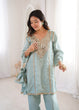 Load image into Gallery viewer, Sky Blue Mirror Work Kurti Pant Set &amp; Batwa ClothsVilla