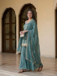 Load image into Gallery viewer, Sky Blue Mirror Work Sharara Set ClothsVilla