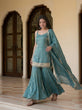 Load image into Gallery viewer, Sky Blue Mirror Work Sharara Set ClothsVilla