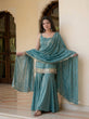 Load image into Gallery viewer, Sky Blue Mirror Work Sharara Set ClothsVilla