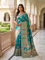 Sky Blue Nylon Satin Zari Weaving Saree ClothsVilla