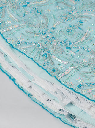 Sky Blue Organza Sequins embroidery Lehenga choli & Dupatta ClothsVilla