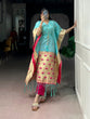 Load image into Gallery viewer, Sky Blue Paithani Zari Weaving Kaftan ClothsVilla