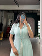 Load image into Gallery viewer, Sky Blue Pant Set with Striped Overlay Shrug ClothsVilla