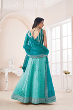 Load image into Gallery viewer, Shimmering Sky Blue Party Wear Lehenga Choli Set - Embroidered Elegance ClothsVilla