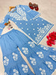 Load image into Gallery viewer, Sky Blue Premium Designer Rayon Top &amp; Plazzo Set with Intricate Chickenkari Embroidery Clothsvilla
