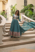 Load image into Gallery viewer, Sky Blue Premium Designer Ready-to-Wear Top-Sharara-Dupatta Collection Clothsvilla