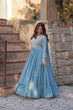 Load image into Gallery viewer, Sky Blue Premium Designer Readymade Gown with Dupatta ClothsVilla