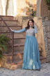 Load image into Gallery viewer, Sky Blue Premium Designer Readymade Gown with Dupatta ClothsVilla