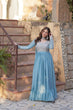 Load image into Gallery viewer, Sky Blue Premium Designer Readymade Gown with Dupatta ClothsVilla