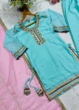 Sky Blue Premium Designer Sharara Set ClothsVilla