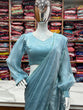 Load image into Gallery viewer, Sky Blue Premium Ready-to-Wear Organza Ruffle Saree with Stitched Blouse