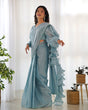 Load image into Gallery viewer, Sky Blue Premium Ready-to-Wear Organza Ruffle Saree with Stitched Blouse