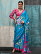 Load image into Gallery viewer, Sky Blue Printed Chanderi Crepe Saree with Unstitched Blouse ClothsVilla