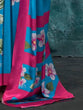 Load image into Gallery viewer, Sky Blue Printed Chanderi Crepe Saree with Unstitched Blouse ClothsVilla