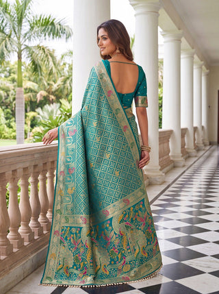 Sky Blue Pure Nylon Saree with Zari Work ClothsVilla