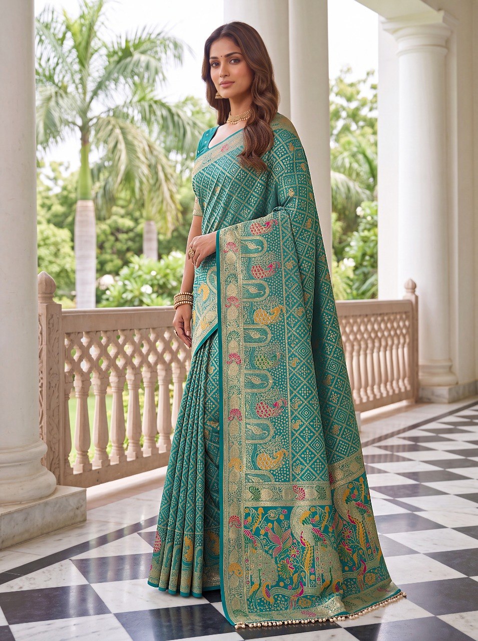 Sky Blue Pure Nylon Saree with Zari Work ClothsVilla